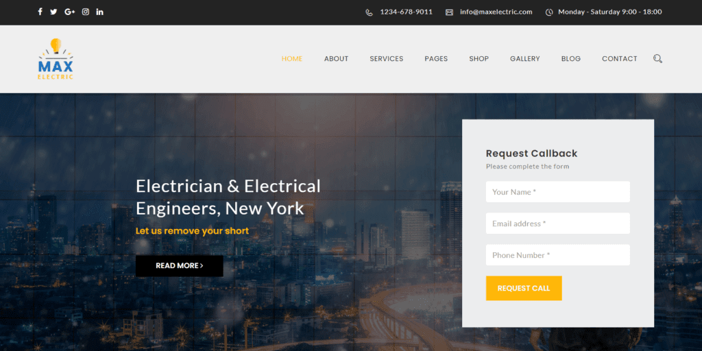 Electrician website demo image
