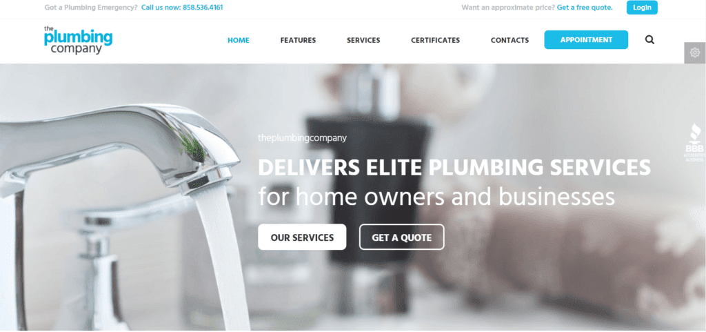 plumber website demo image