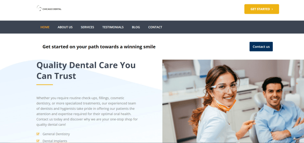 Chicago Dental website image